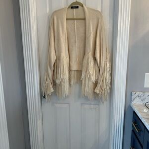 Chic Beige Fringe Cardigan